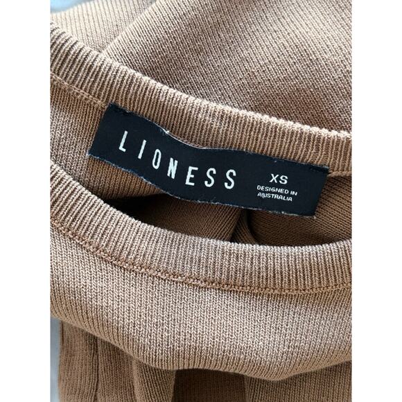 LIONESS revolve camel brown ruched Military Minds thick stretch mini dress - Picture 9 of 10